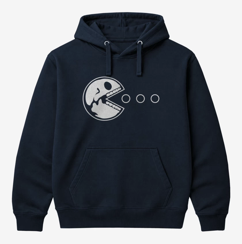 Polerón Canguro Azul Marino de Pacman - Skull V2