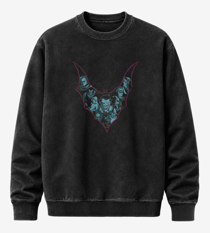 Poleron Polo Acid Wash Negro de Joker y villanos