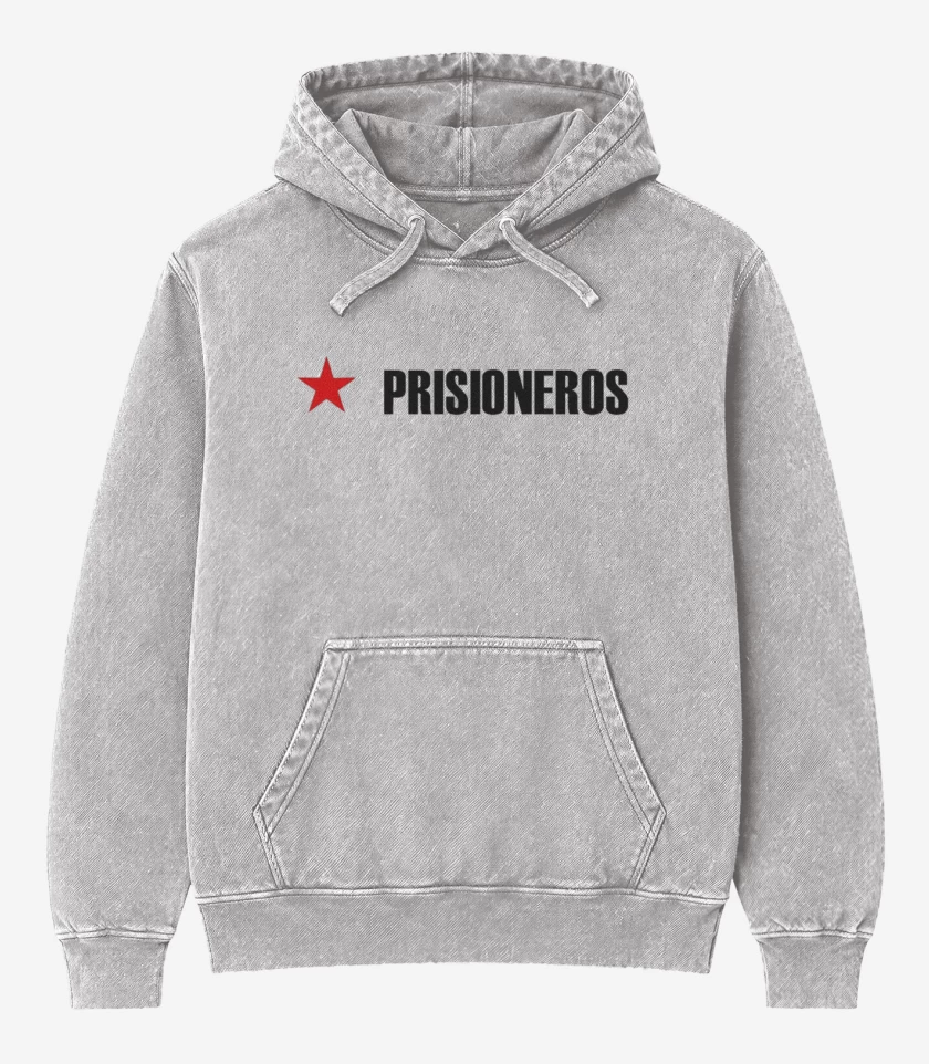 Poleron Canguro Acid Wash Gris Melange de Prisionero
