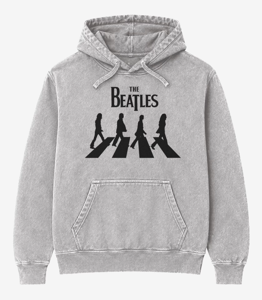 Poleron Canguro Acid Wash Gris Melange de The beatles abbey road