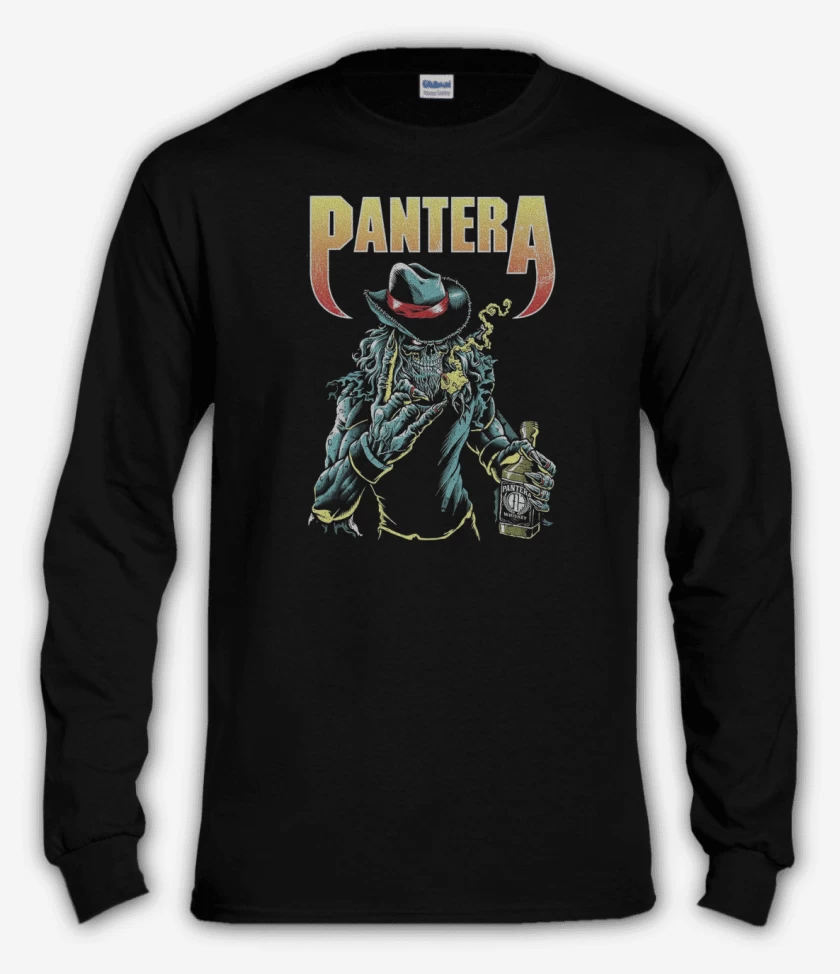Polera manga larga Negro de Pantera skull