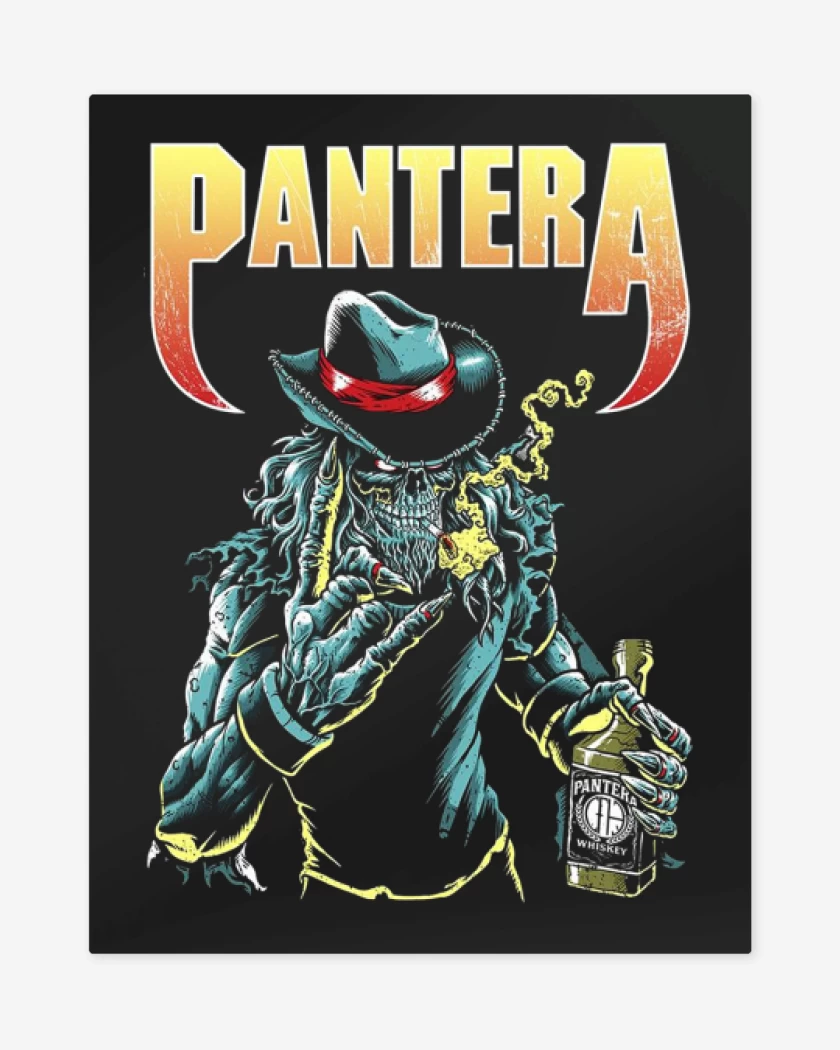 Print metalico Negro de Pantera skull