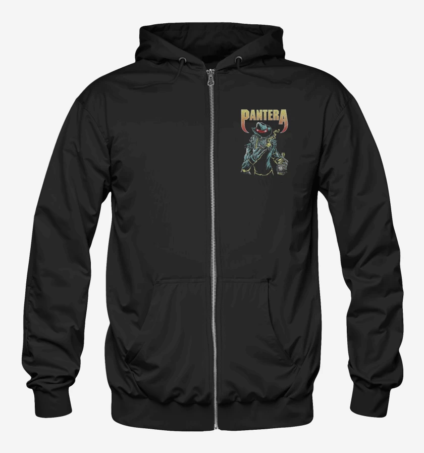 Poleron Canguro con cierre Negro de Pantera skull