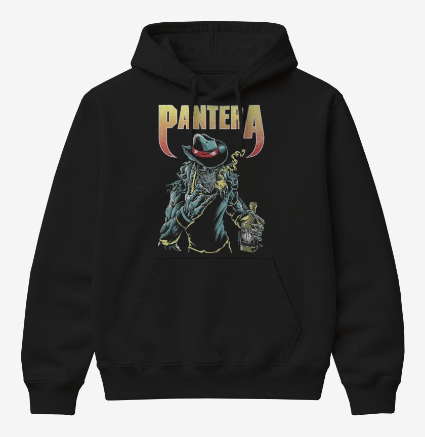 Poleron Canguro básico Negro de Pantera skull