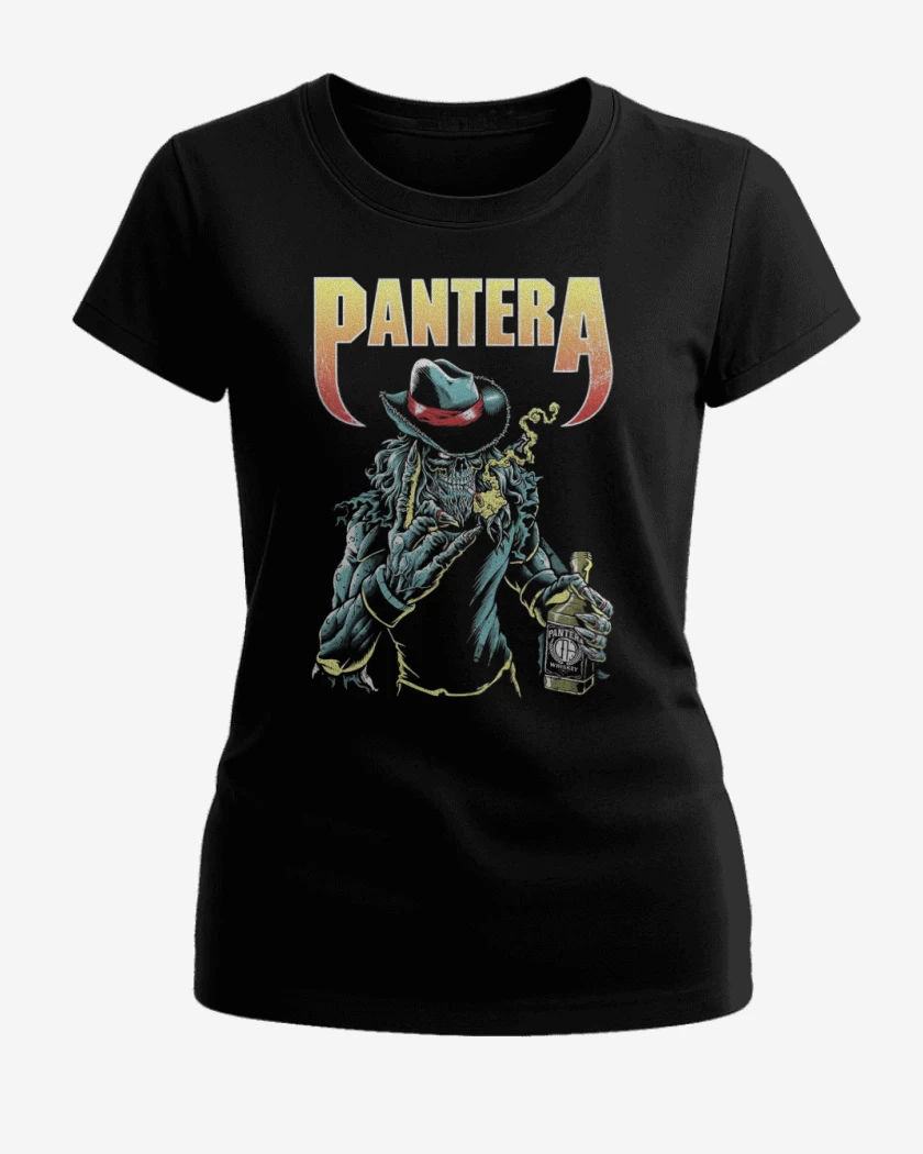 Polera de Mujer Negro de Pantera skull