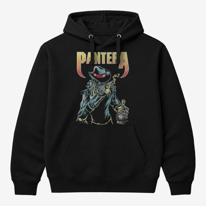 Polerón Canguro Negro de Pantera skull