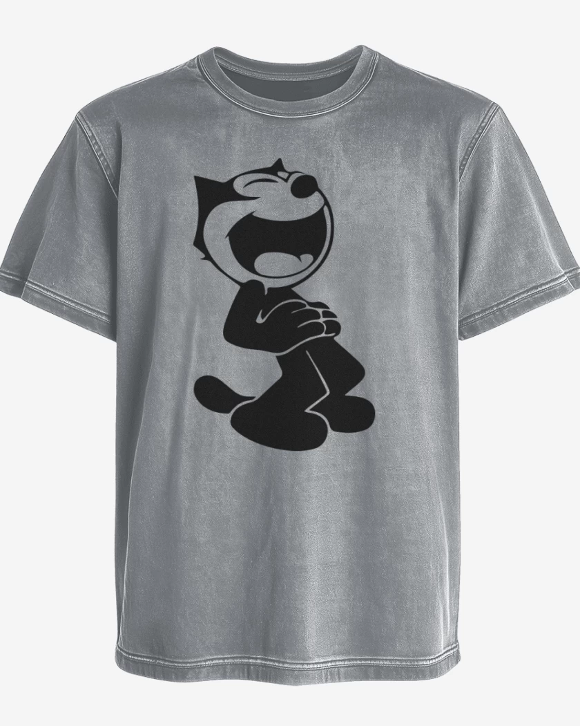 Polera desgastada Gris Melange de Gato felix 