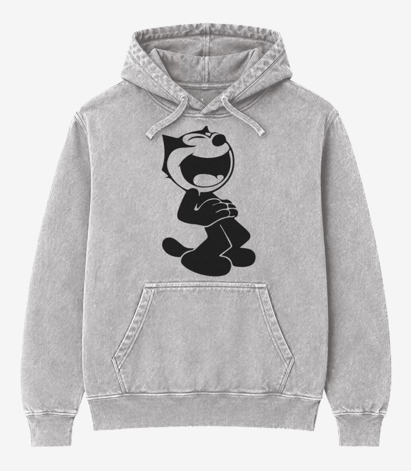Poleron Canguro Acid Wash Gris Melange de Gato felix 