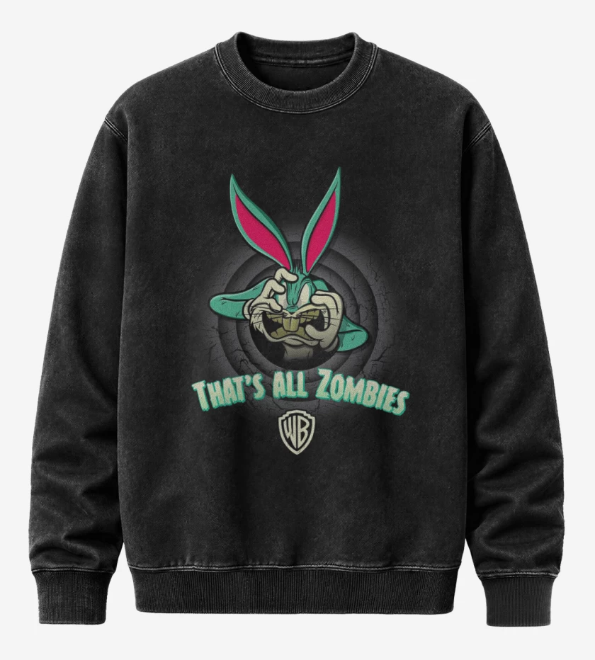 Poleron Polo Acid Wash Negro de Tunes zombie