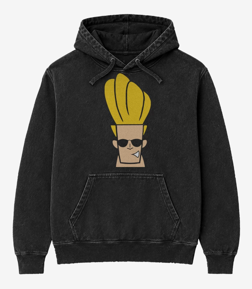 Poleron Canguro Acid Wash Negro de Jhonny Bravo