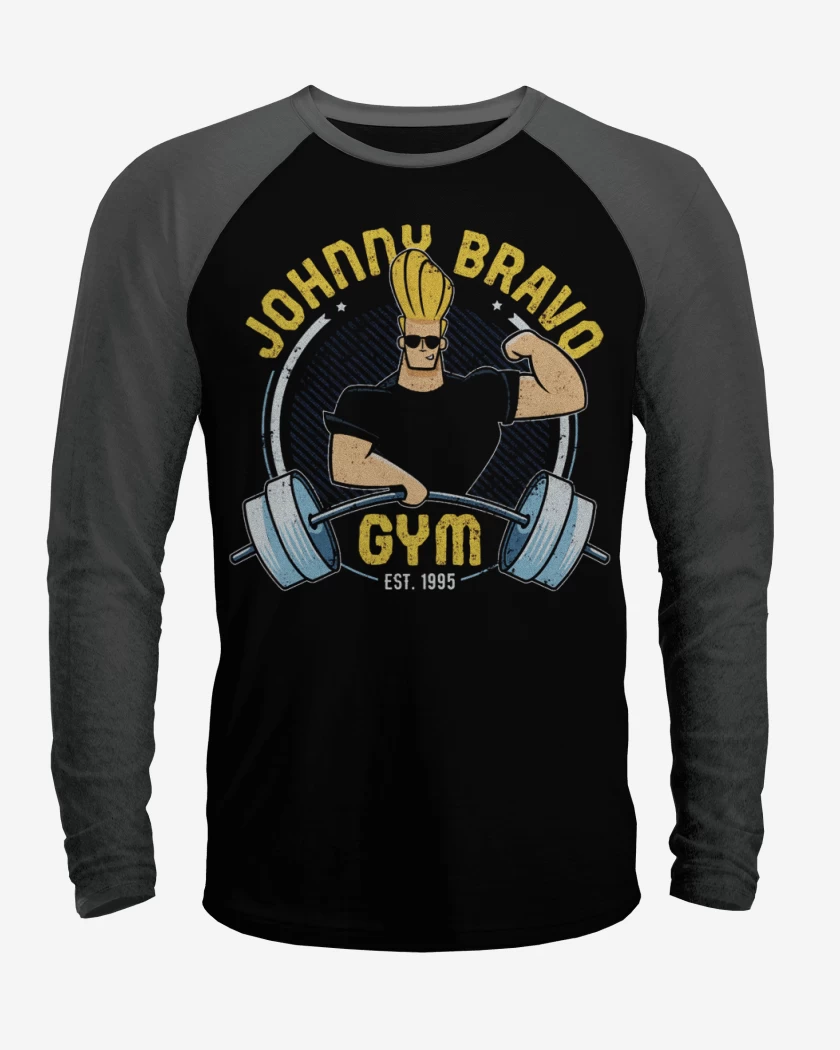 Polera Raglan Negro / Negro Heather de Johnny Bravo gym