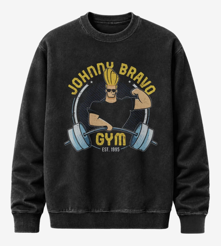 Poleron Polo Acid Wash Negro de Johnny Bravo gym