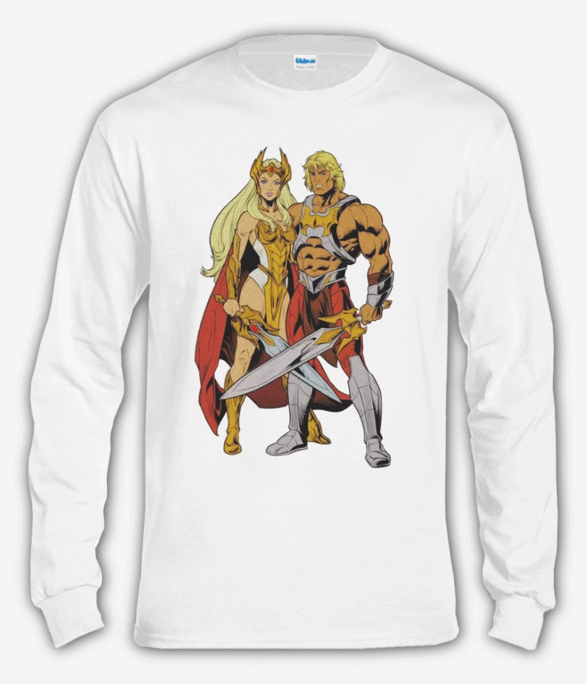 Polera manga larga Blanco de She Ra y He Man