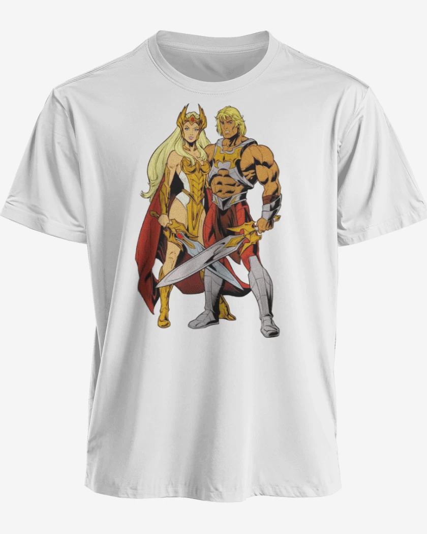 Polera premium Blanco de She Ra y He Man