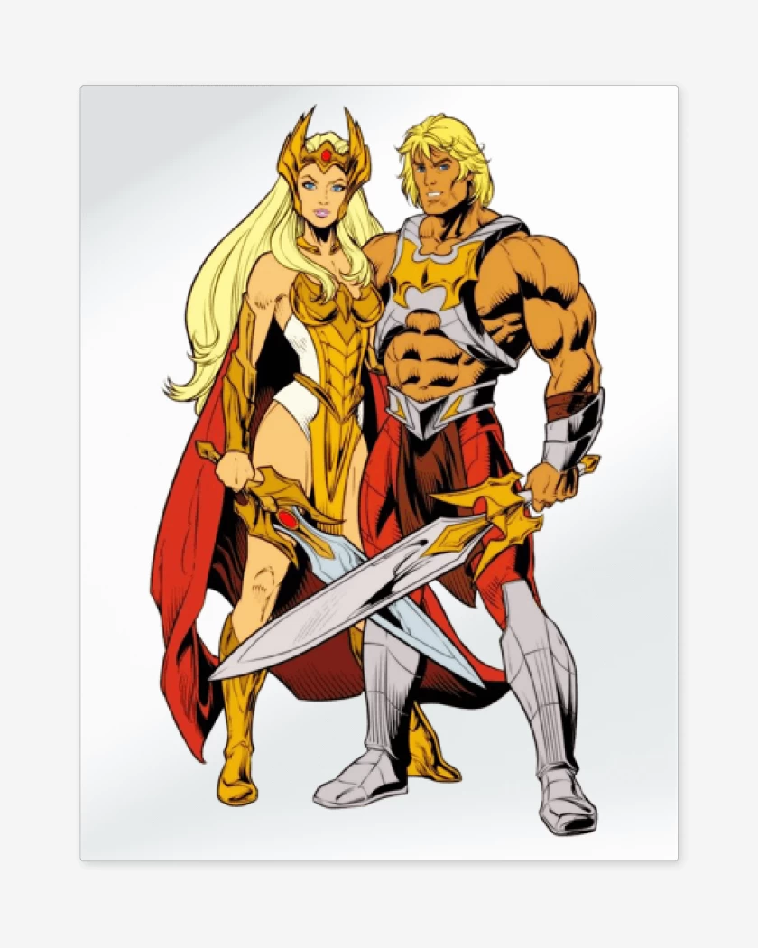 Print metalico Blanco de She Ra y He Man