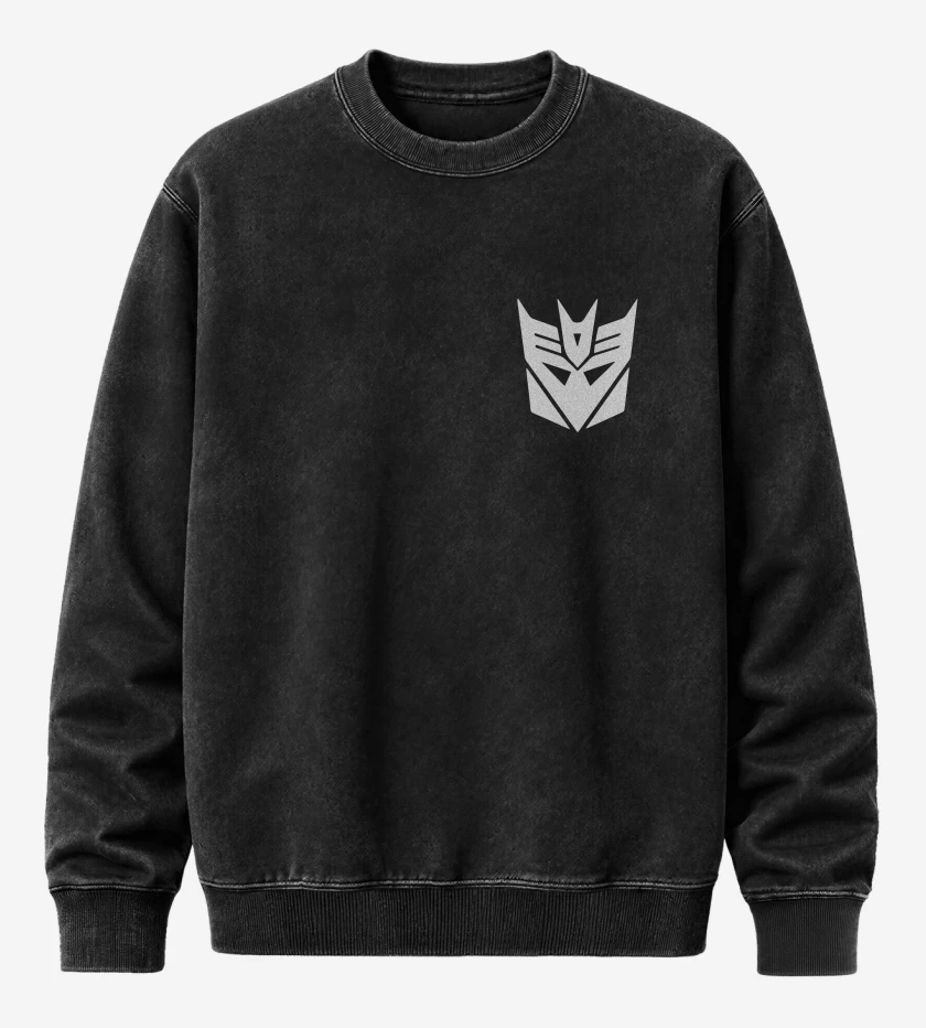 Poleron Polo Acid Wash Negro de Decepticons bolsillo