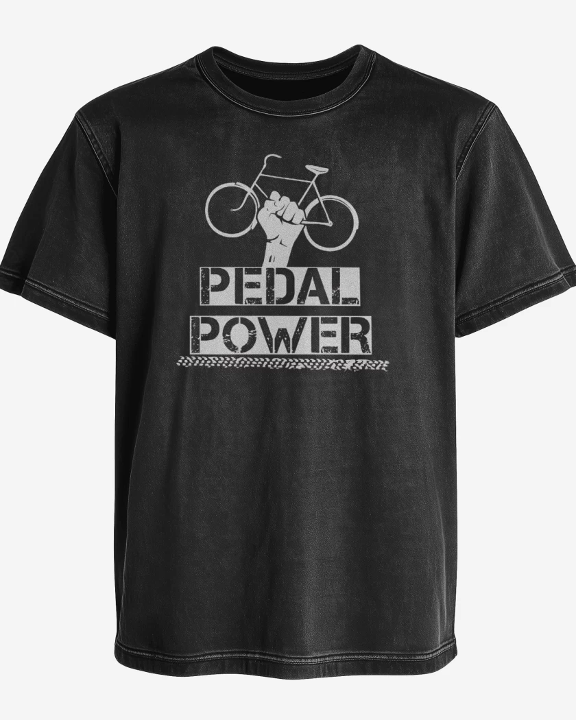 Polera desgastada Negro de Pedal power