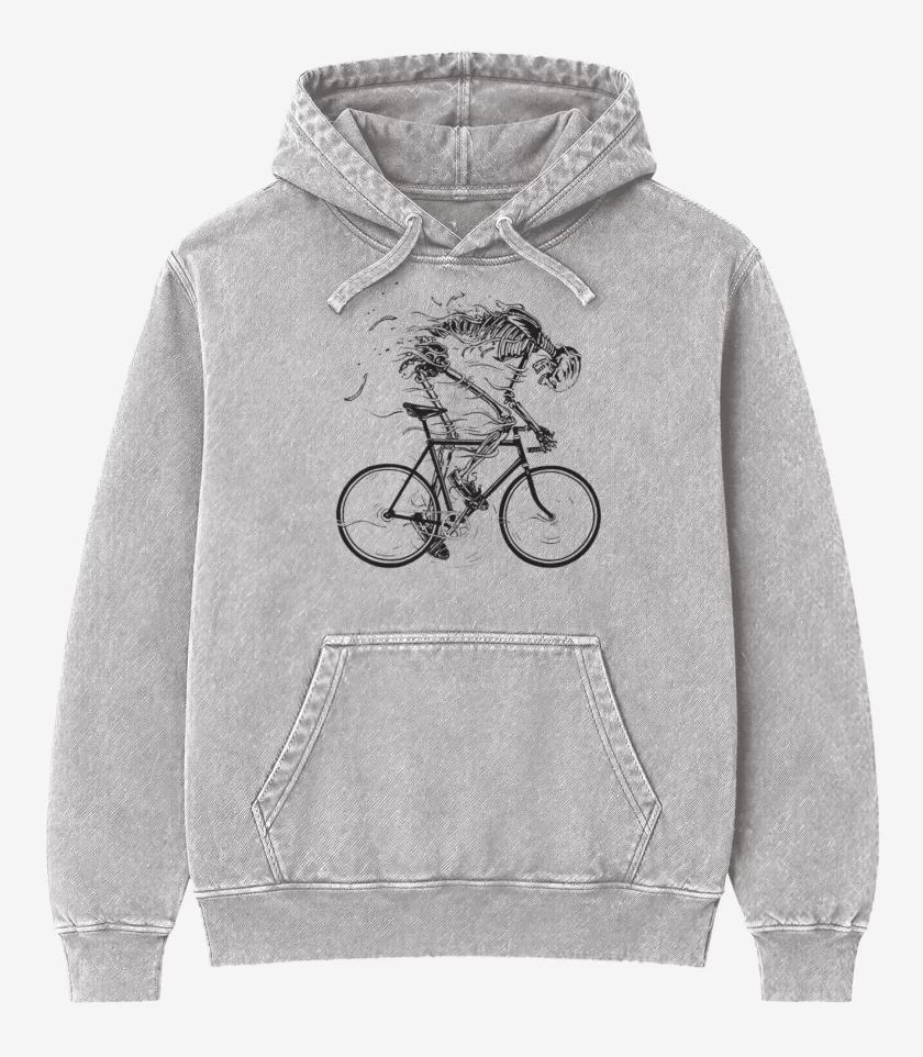 Poleron Canguro Acid Wash Gris Melange de Skull speed