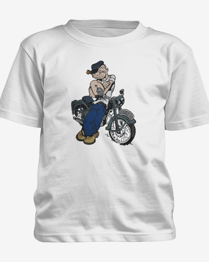 Polera de niño Blanco de Popeye biker