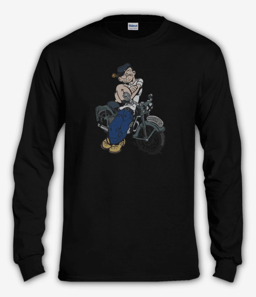 Polera manga larga Negro de Popeye biker