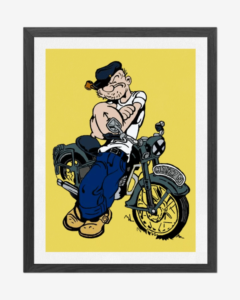 Cuadro decorativo Amarillo de Popeye biker