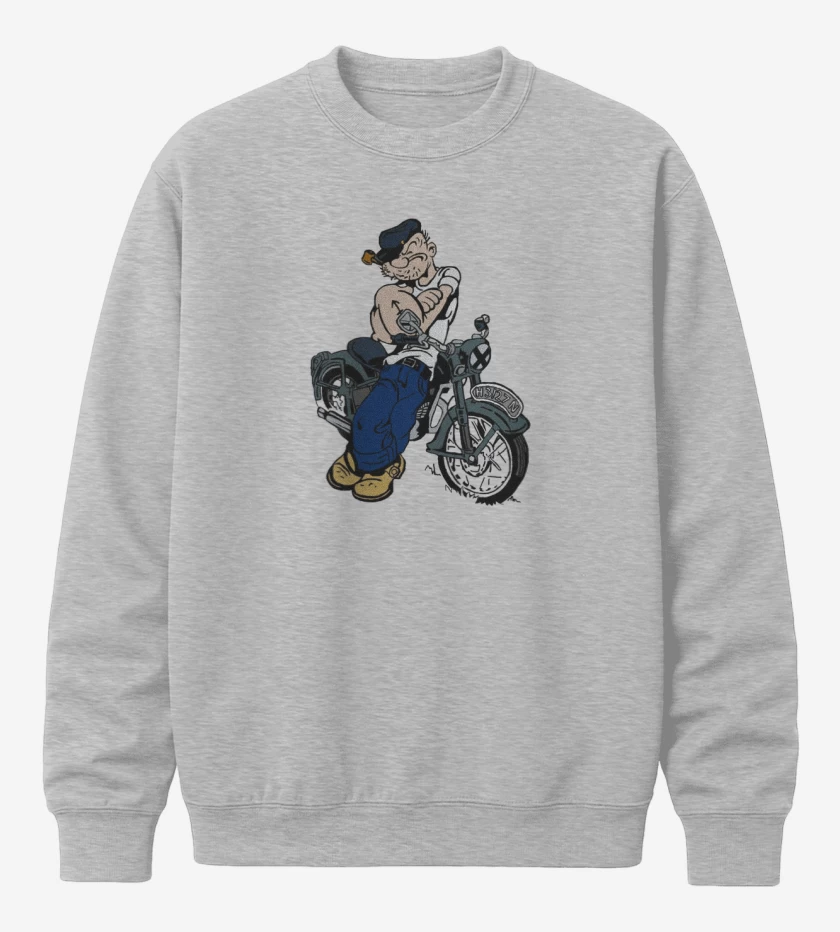 Poleron polo Gris Melange de Popeye biker