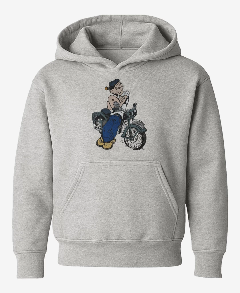 Poleron de niño Gris Melange de Popeye biker