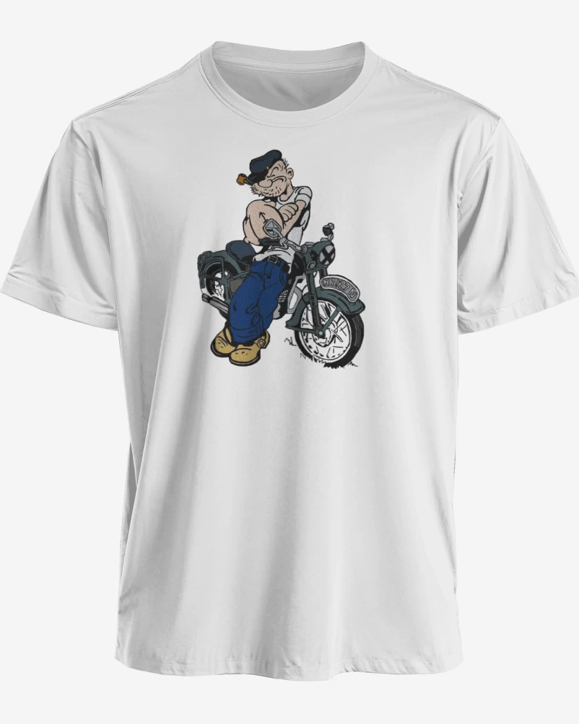 Polera premium Blanco de Popeye biker
