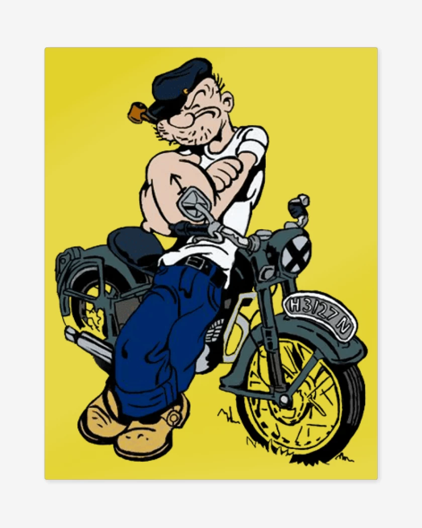 Print metalico Amarillo de Popeye biker