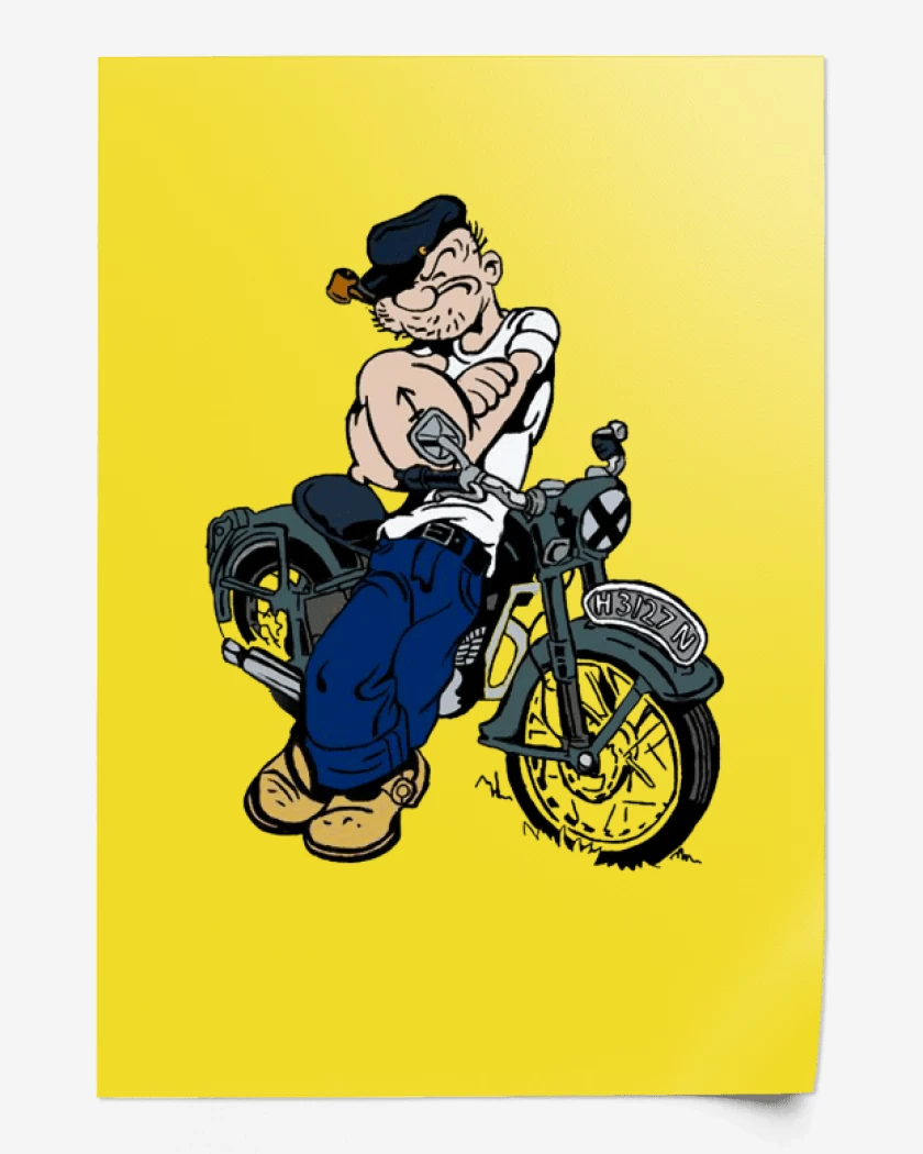 Print Amarillo de Popeye biker