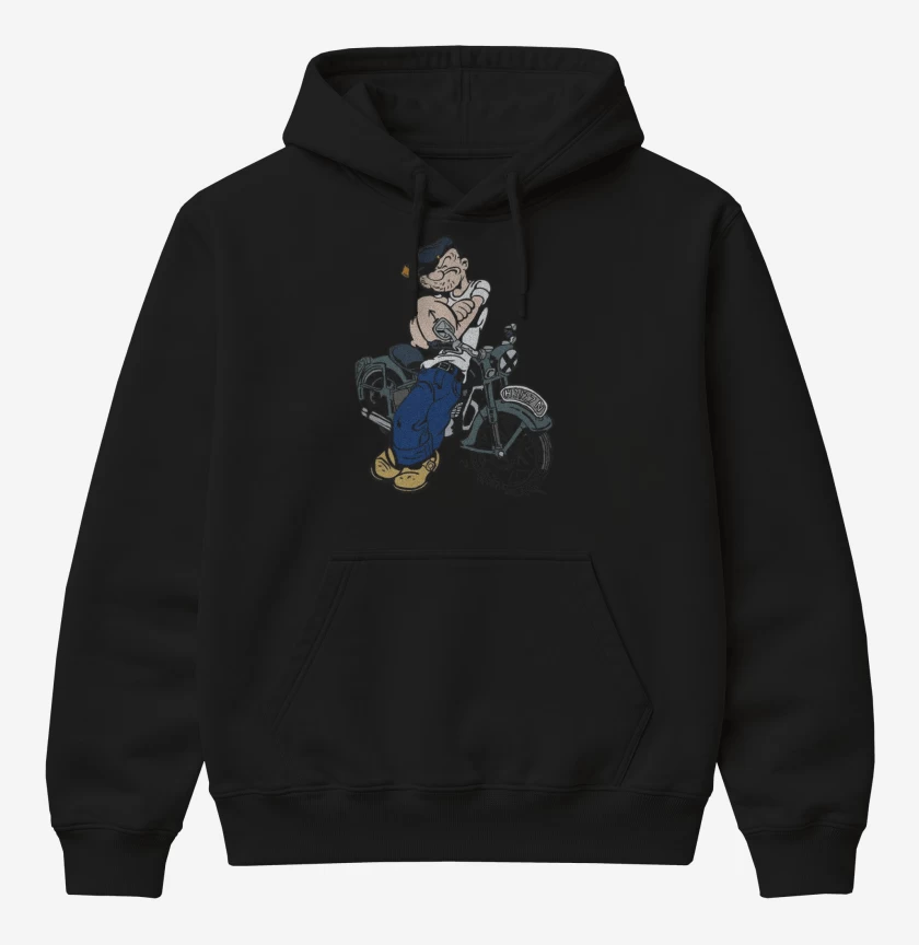 Poleron Canguro básico Negro de Popeye biker