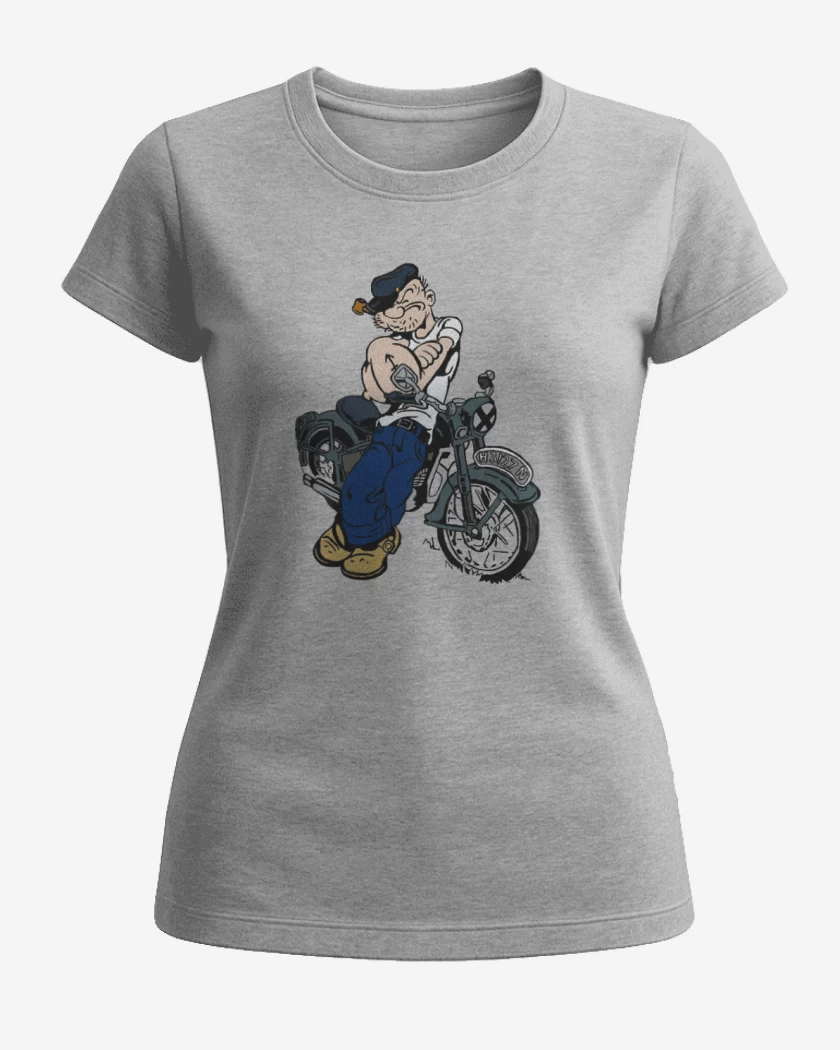 Polera de Mujer Gris Melange de Popeye biker