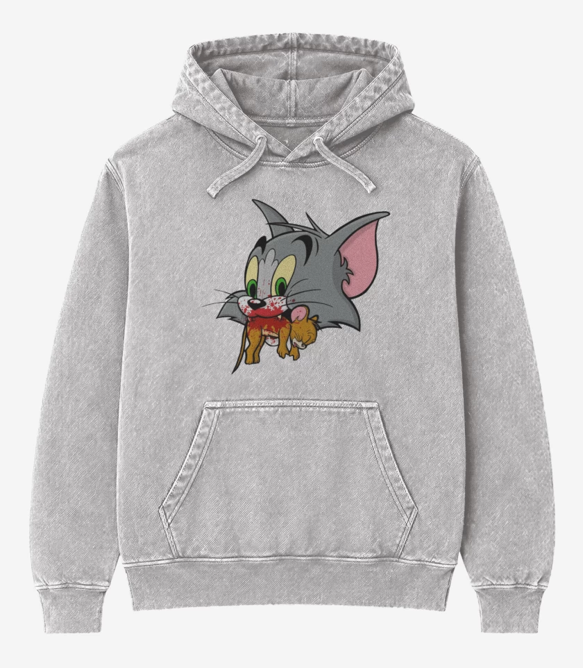 Poleron Canguro Acid Wash Gris Melange de La victoria de Tom