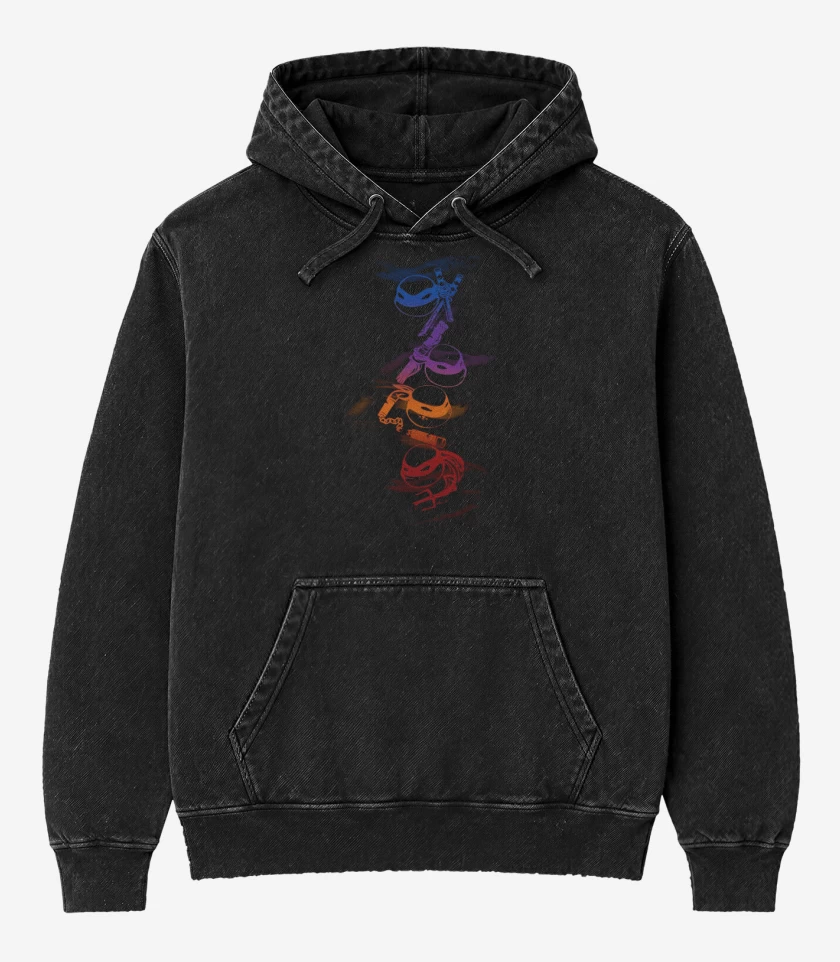 Poleron Canguro Acid Wash Negro de Ninja turtles