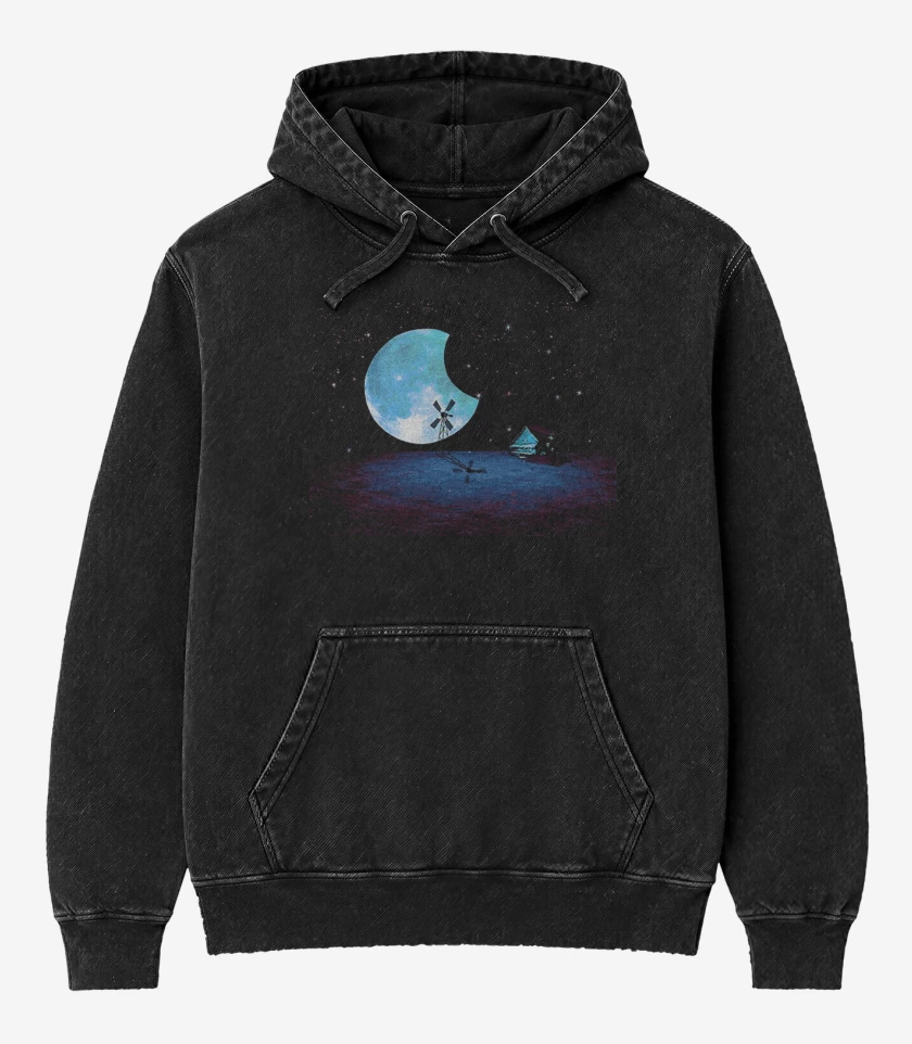 Poleron Canguro Acid Wash Negro de Poblado de ningun lugar coraje