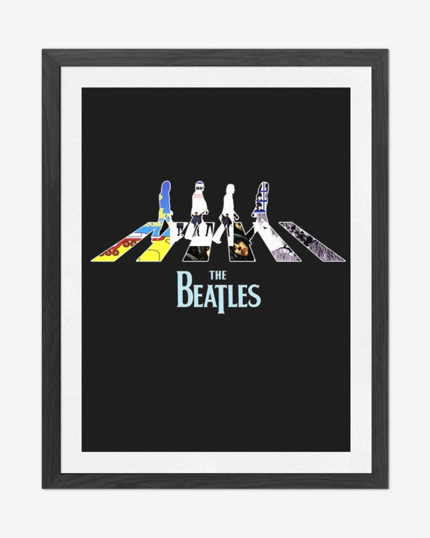 Cuadro decorativo Negro de The Beatles discos