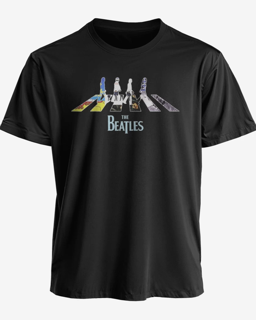 Polera premium Negro de The Beatles discos