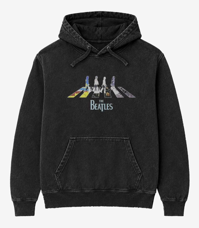 Poleron Canguro Acid Wash Negro de The Beatles discos