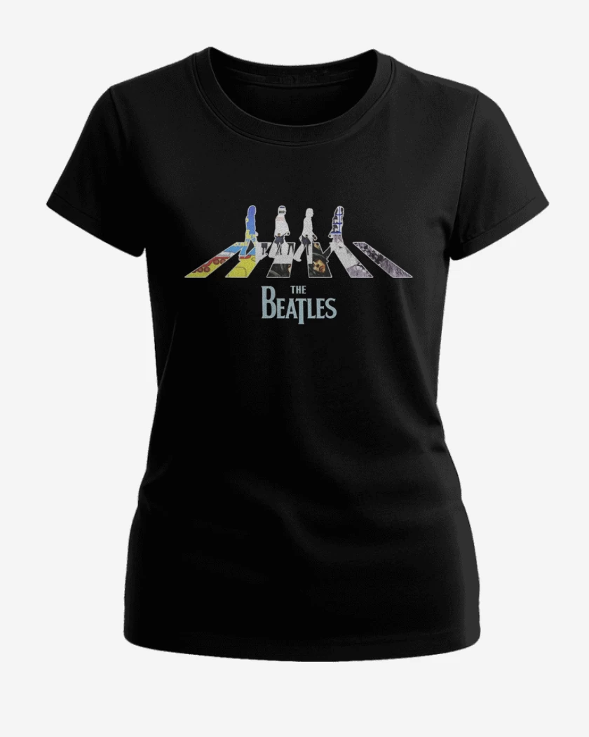 Polera de Mujer Negro de The Beatles discos