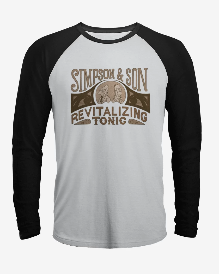 Polera Raglan Blanco / Negro de Simpson e hijo