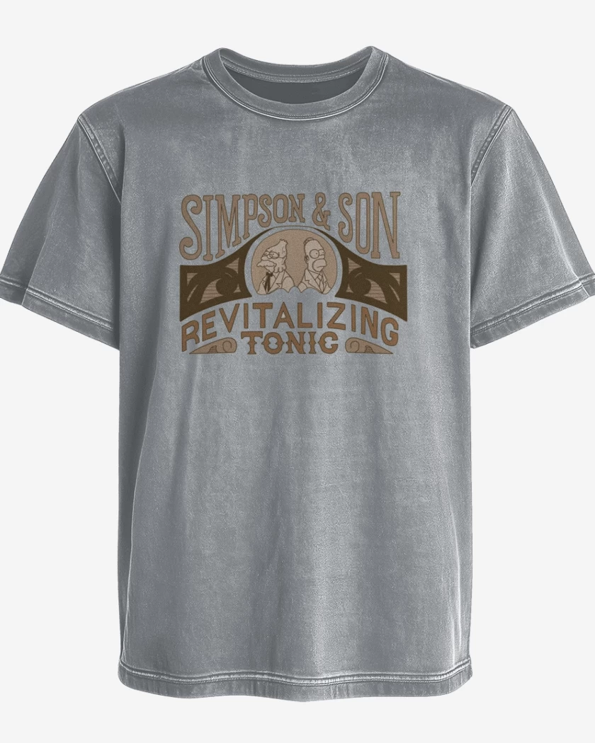 Polera desgastada Gris Melange de Simpson e hijo