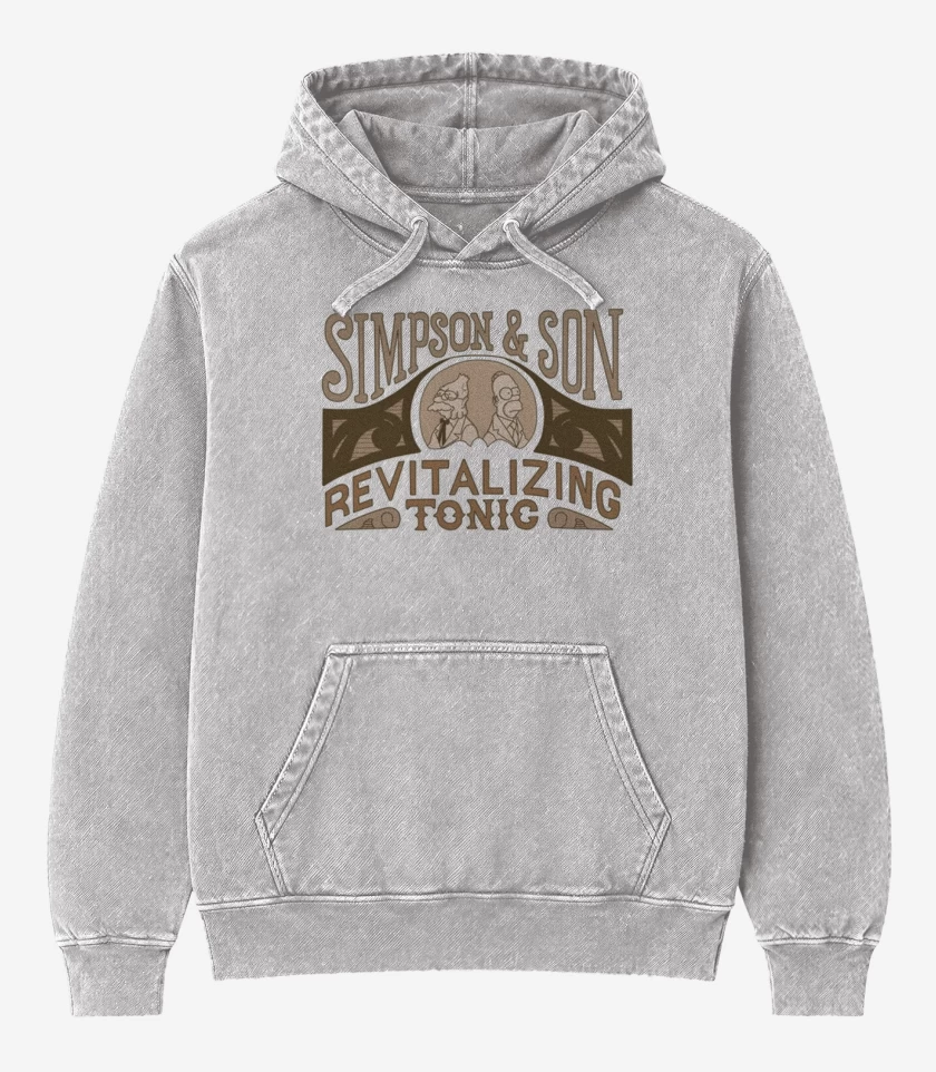 Poleron Canguro Acid Wash Gris Melange de Simpson e hijo