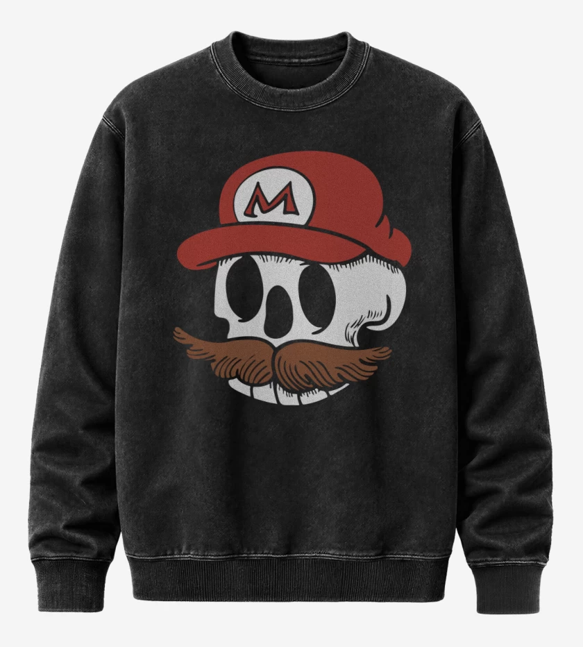Poleron Polo Acid Wash Negro de Skull Bros V2