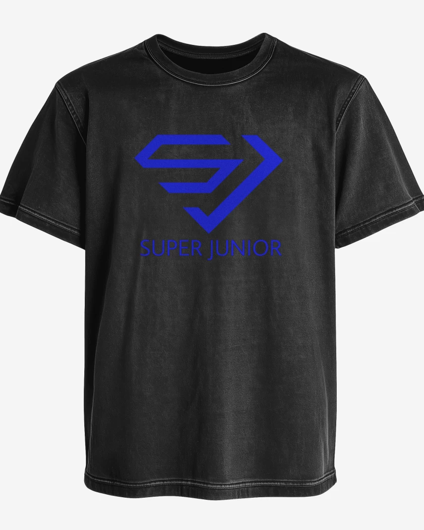 Polera desgastada Negro de Superjunior
