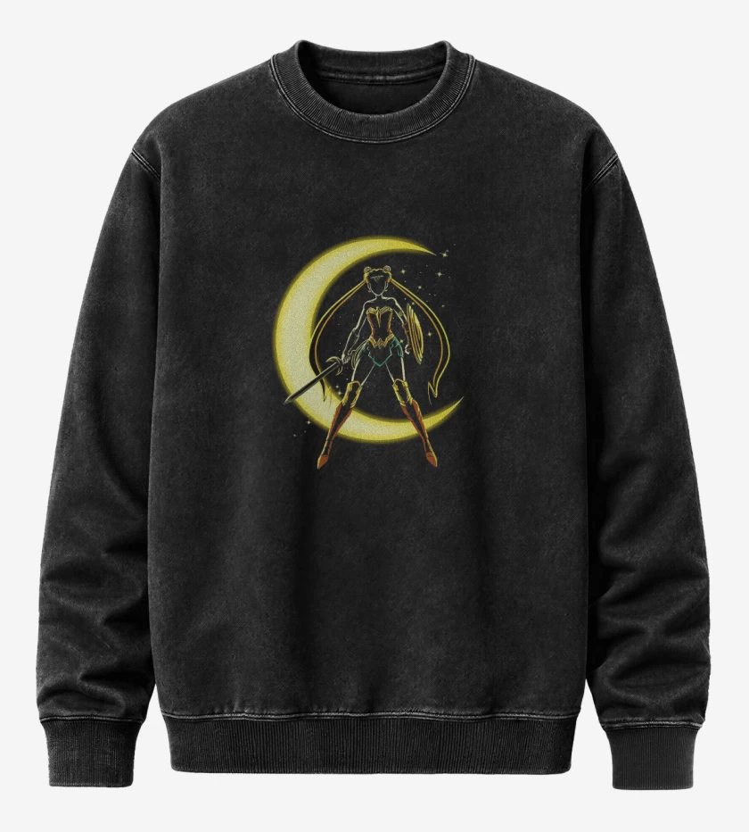 Poleron Polo Acid Wash Negro de Luna maravilla