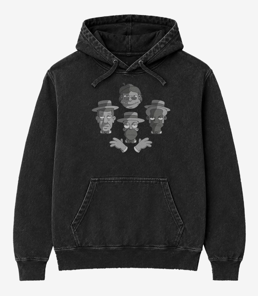Poleron Canguro Acid Wash Negro de Borbotones
