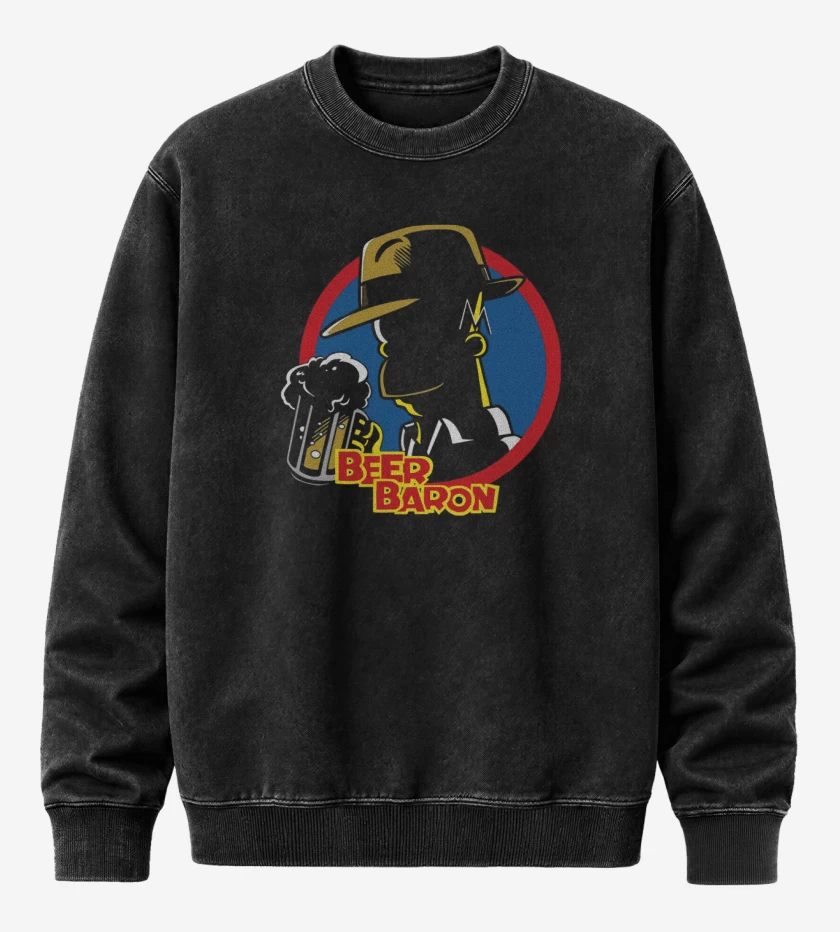 Poleron Polo Acid Wash Negro de Baron de la cerveza