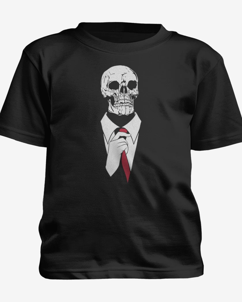 Polera de niño Negro de Calavera Corbata