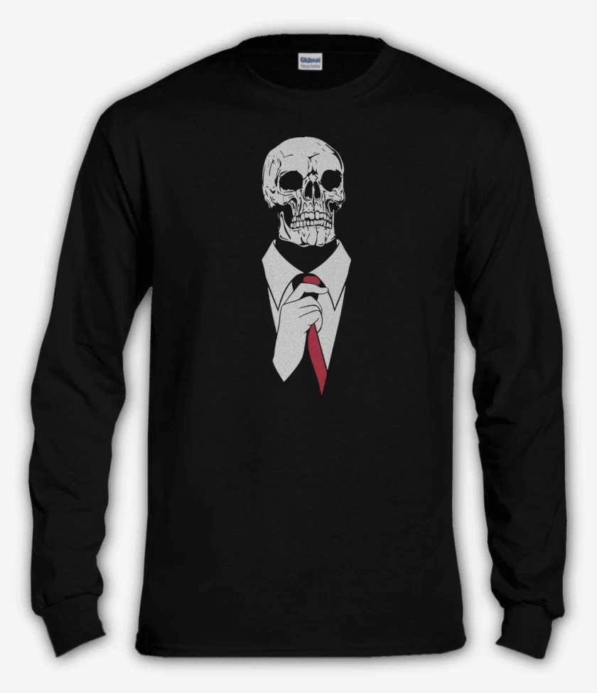 Polera manga larga Negro de Calavera Corbata