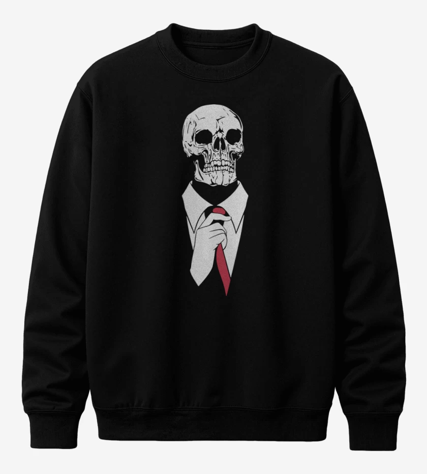Poleron polo Negro de Calavera Corbata